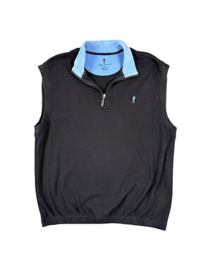 Men’s XL Payne Stewart Golf Vest 1/4 Zip Black Cotton Sleeveless
